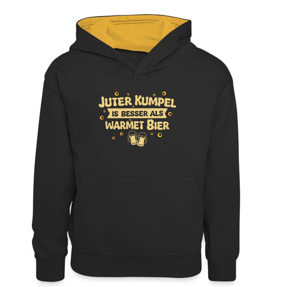 Juter Kumpel ist besser als warmet Bier - Teenager Kontrast-Hoodie - Schwarz/Gold