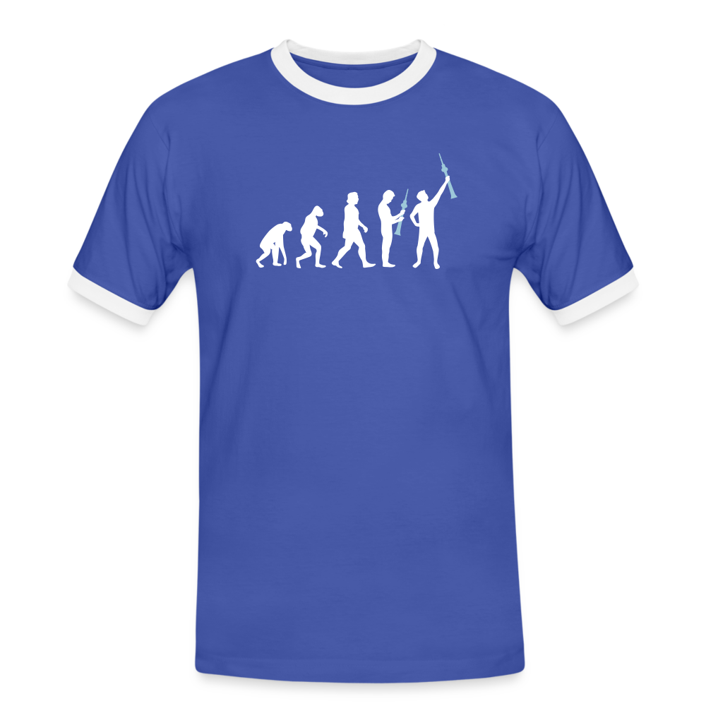 Evolution - Männer Ringer T-Shirt - Blau/Weiß