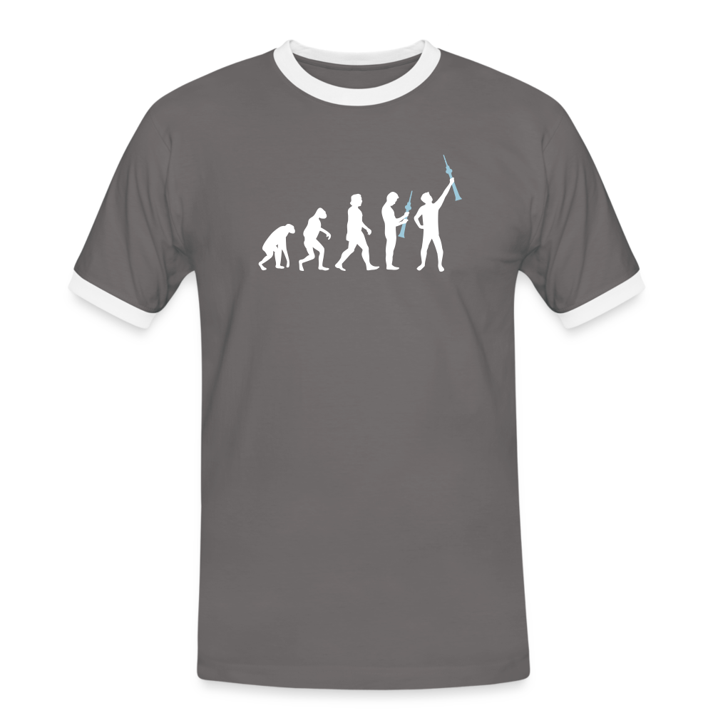 Evolution - Männer Ringer T-Shirt - Dunkelgrau/Weiß