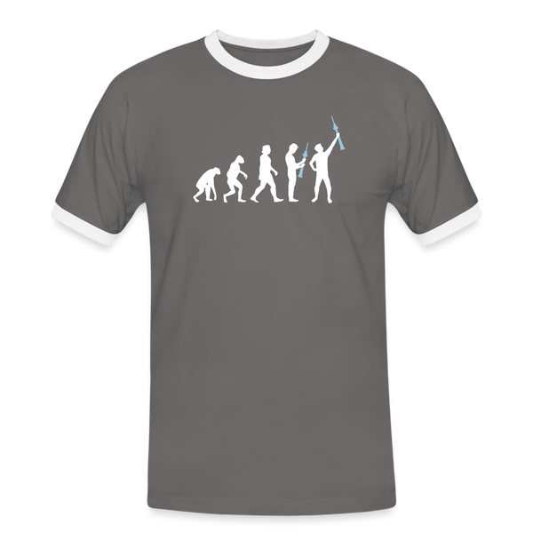 Evolution - Männer Ringer T-Shirt - Dunkelgrau/Weiß