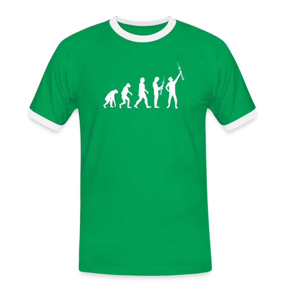 Evolution - Männer Ringer T-Shirt - Kelly Green/Weiß