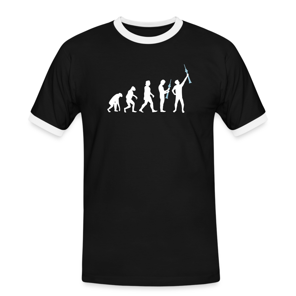Evolution - Männer Ringer T-Shirt - Schwarz/Weiß