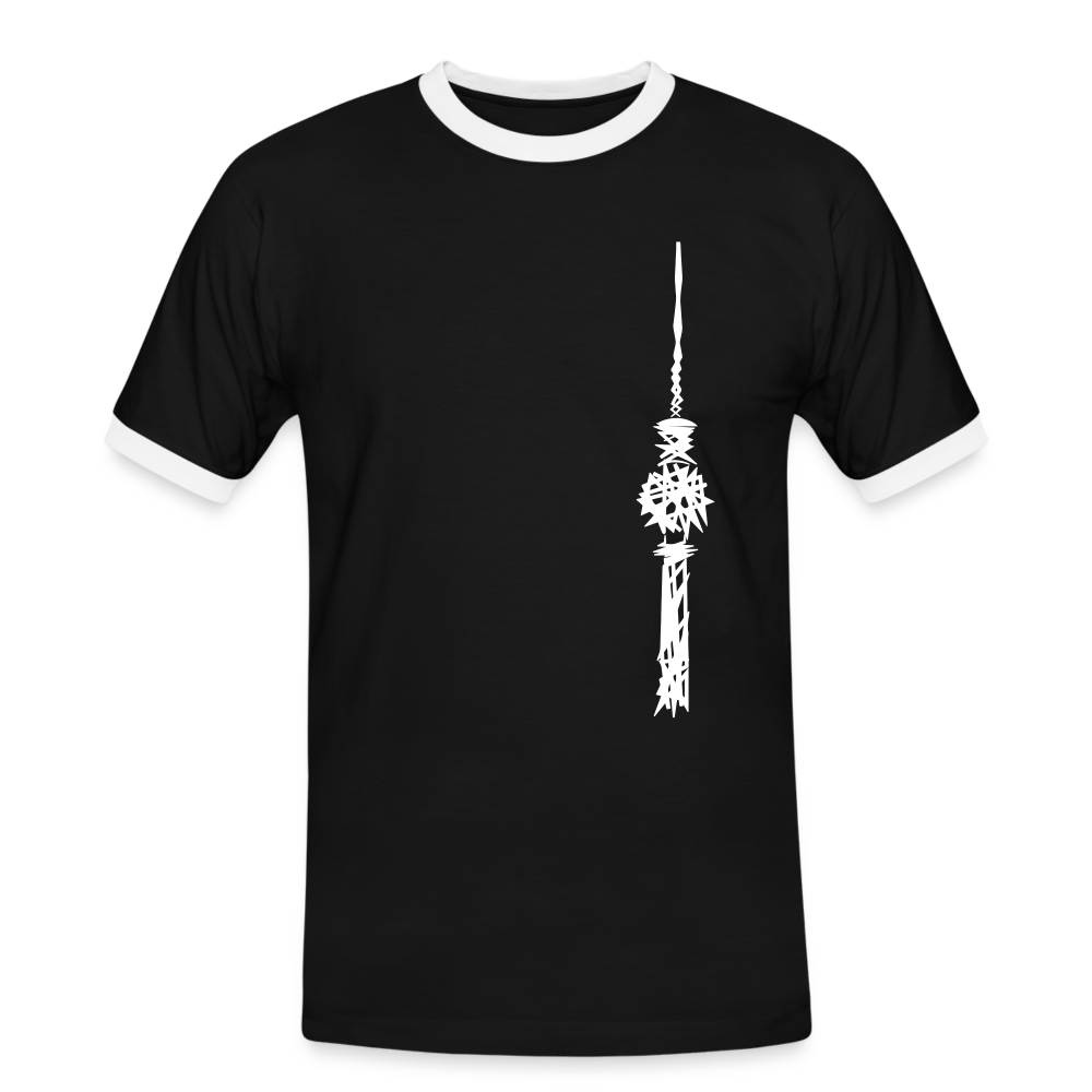 Fernsehturm Zick zack - Männer Ringer T-Shirt - Schwarz/Weiß
