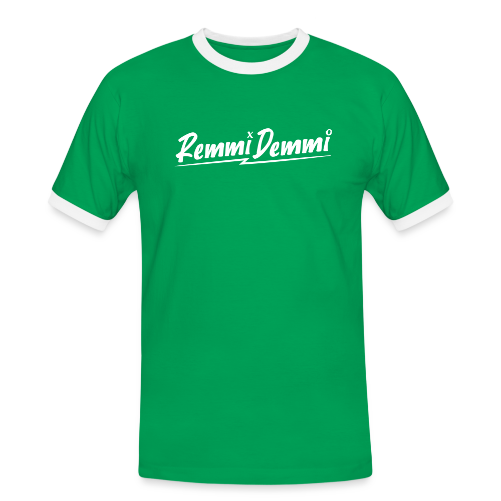 Remmi Demmi - Männer Ringer T-Shirt - Kelly Green/Weiß