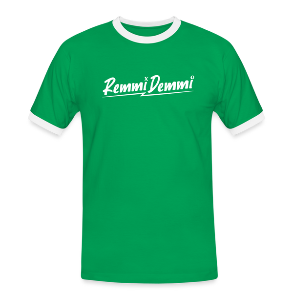 Remmi Demmi - Männer Ringer T-Shirt - Kelly Green/Weiß