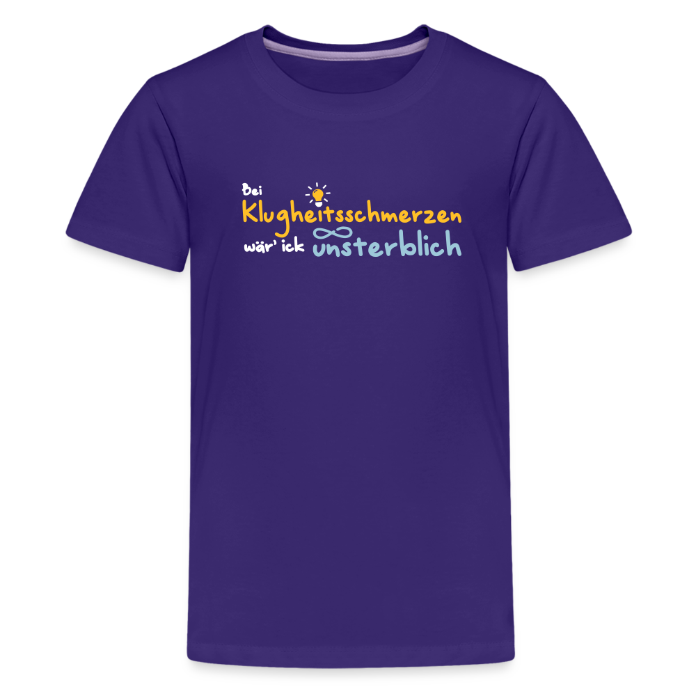 Bei Klugheitsschmerzen wär' ick unsterblich - Teenager Premium T-Shirt - Lila