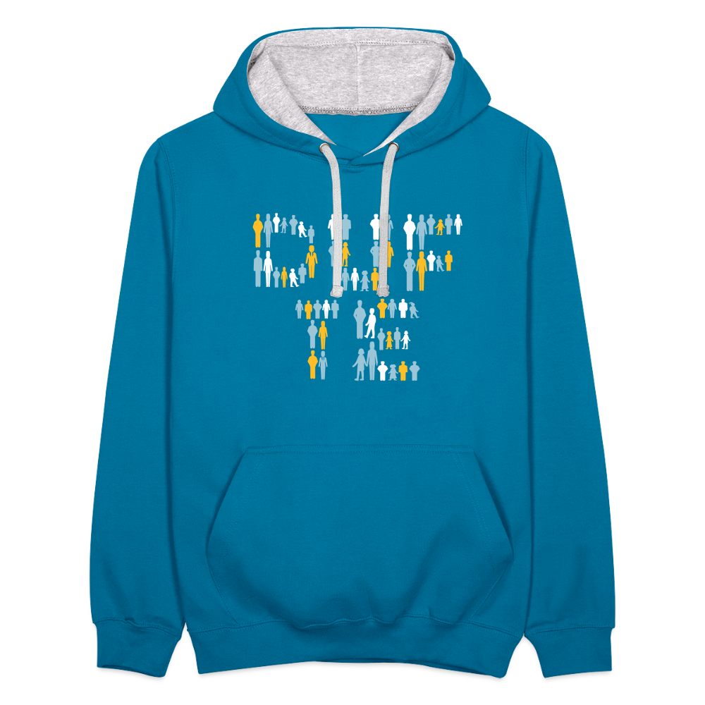 Berliner sind dufte - Kontrast Hoodie - Pfauenblau/Grau meliert