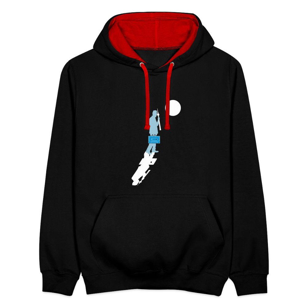 Unterwegs in Berlin - Kontrast Hoodie - Schwarz/Rot