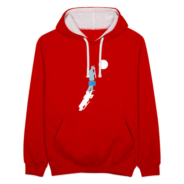 Unterwegs in Berlin - Kontrast Hoodie - Rot/Weiß