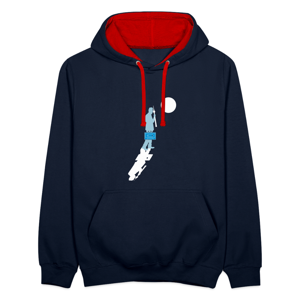 Unterwegs in Berlin - Kontrast Hoodie - Navy/Rot
