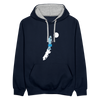 Unterwegs in Berlin - Kontrast Hoodie - Navy/Grau meliert
