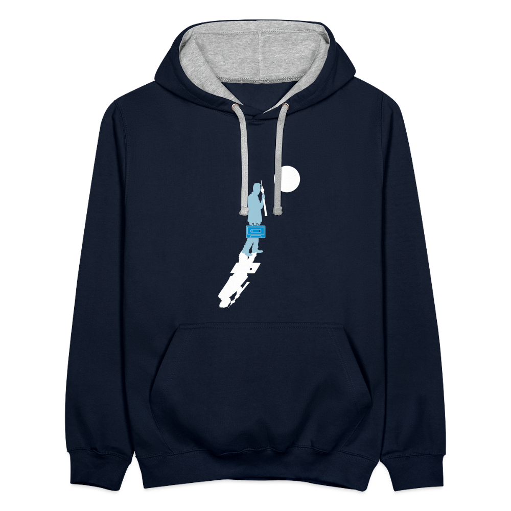 Unterwegs in Berlin - Kontrast Hoodie - Navy/Grau meliert