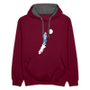 Unterwegs in Berlin - Kontrast Hoodie - Weinrot/Anthrazit