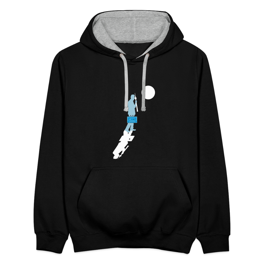 Unterwegs in Berlin - Kontrast Hoodie - Schwarz/Grau meliert