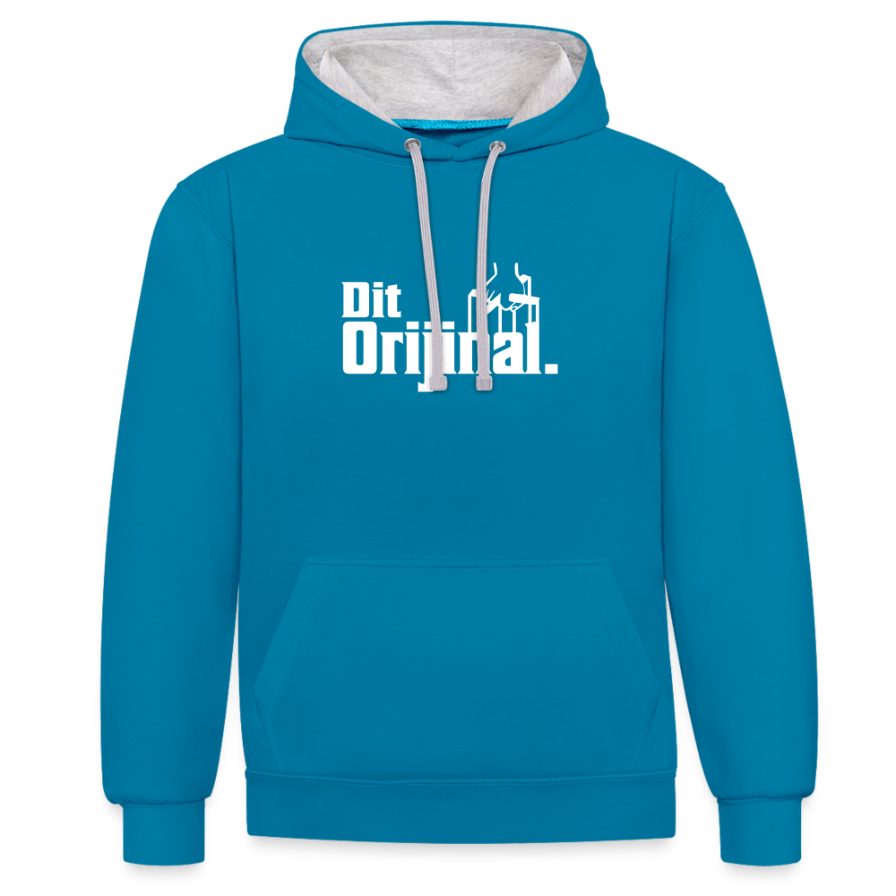 Dit Orijinal - Kontrast Hoodie - Pfauenblau/Grau meliert