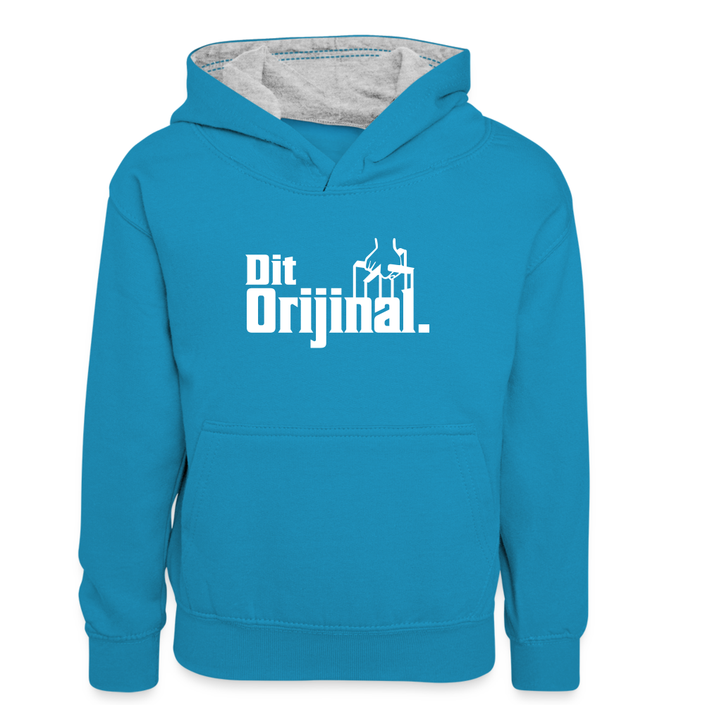 Dit Orijinal - Teenager Kontrast-Hoodie - Pfauenblau/Grau meliert