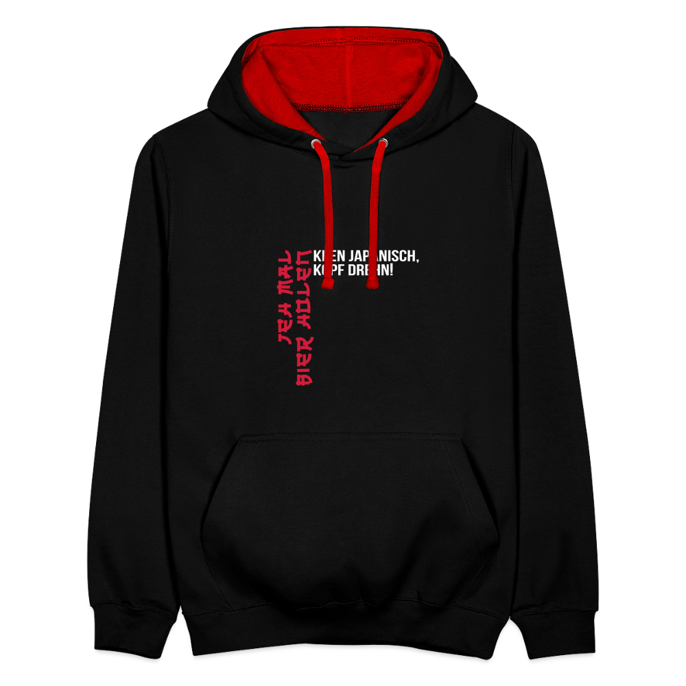 Jeh mal Bier holen! - Kontrast Hoodie - Schwarz/Rot