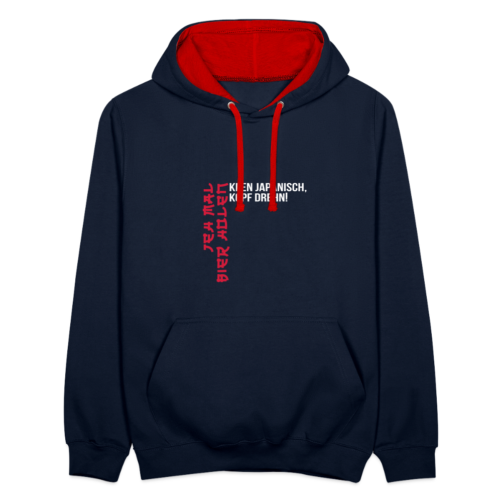 Jeh mal Bier holen! - Kontrast Hoodie - Navy/Rot