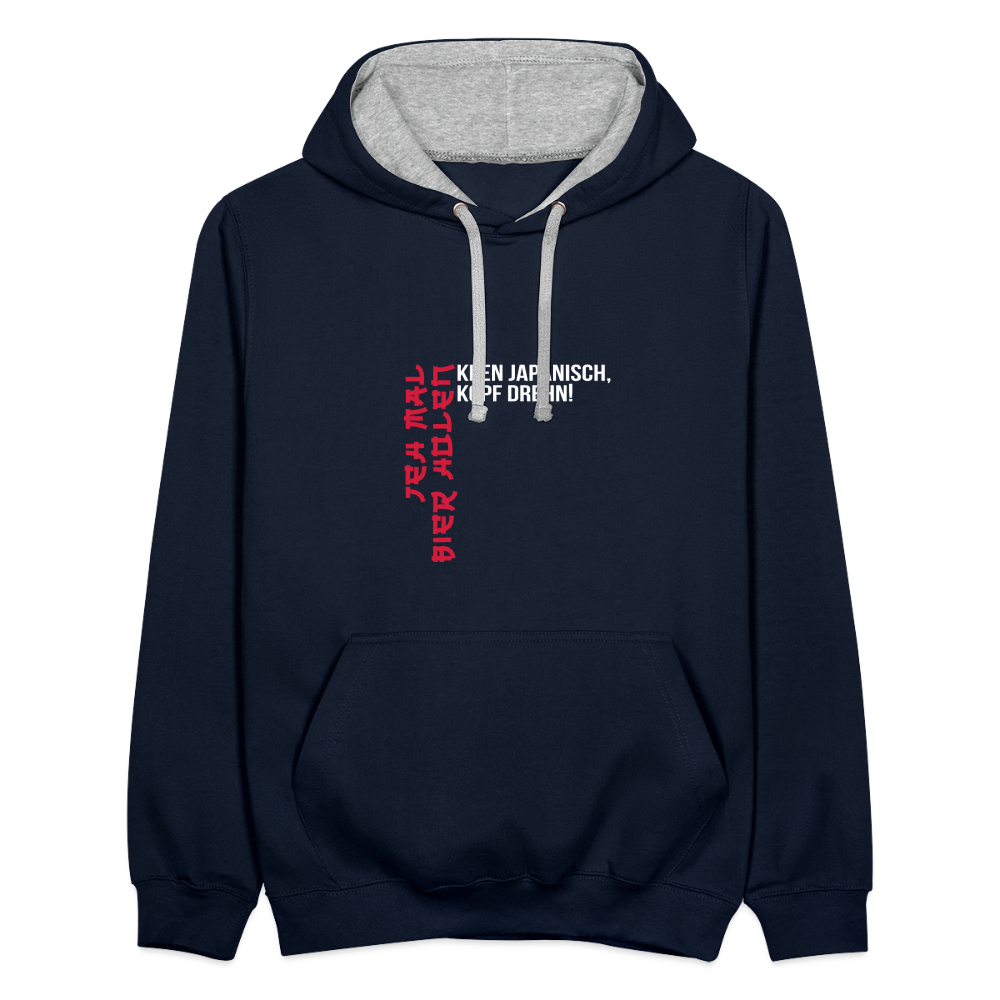Jeh mal Bier holen! - Kontrast Hoodie - Navy/Grau meliert