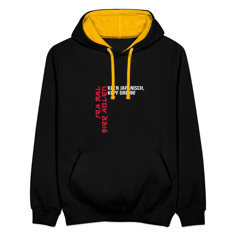 Jeh mal Bier holen! - Kontrast Hoodie - Schwarz/Gold