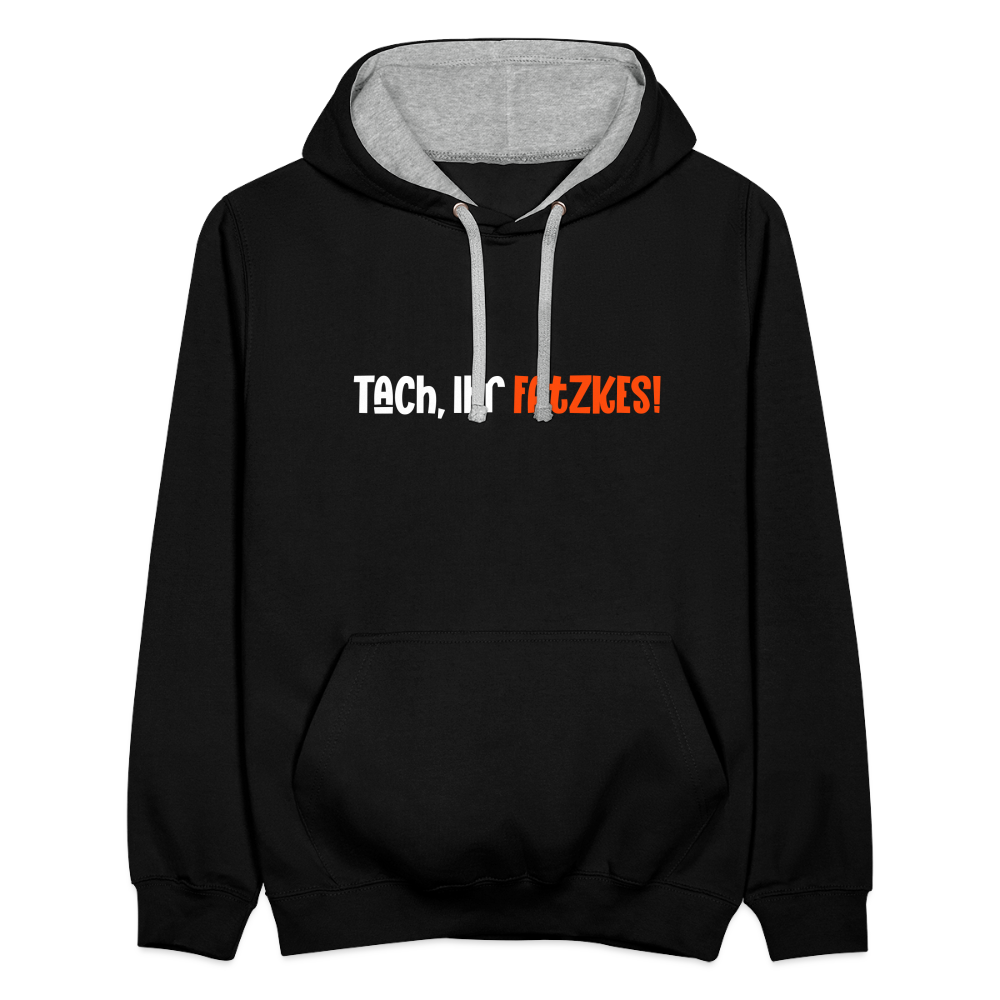Tach, Ihr Fatzkes! - Kontrast Hoodie - Schwarz/Grau meliert