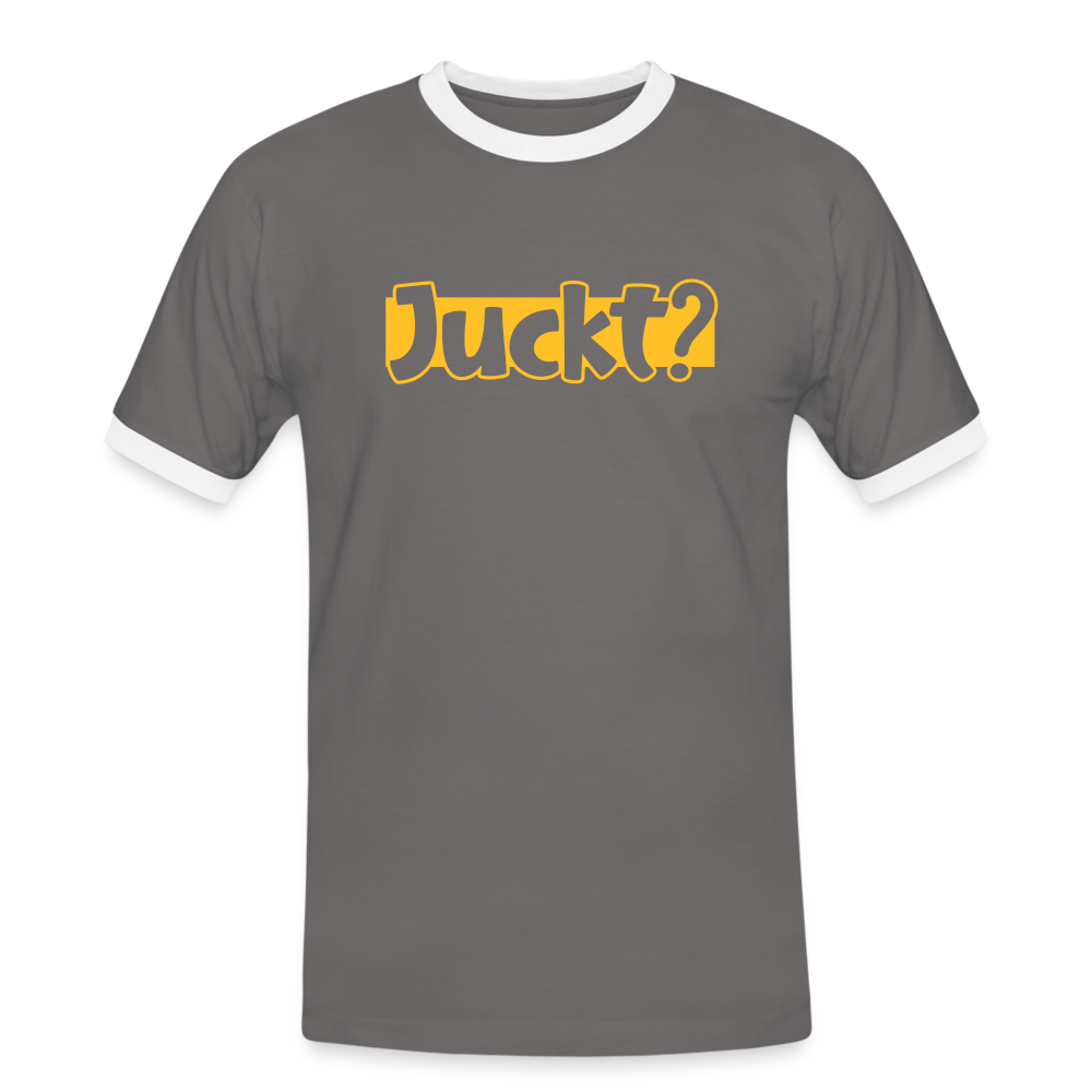 Juckt? - Männer Ringer T-Shirt - Dunkelgrau/Weiß