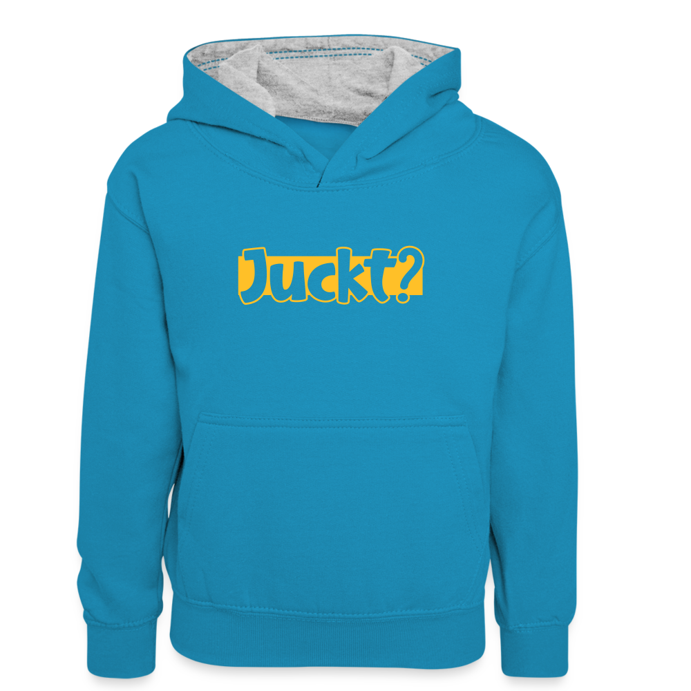 Juckt? - Teenager Kontrast-Hoodie - Pfauenblau/Grau meliert