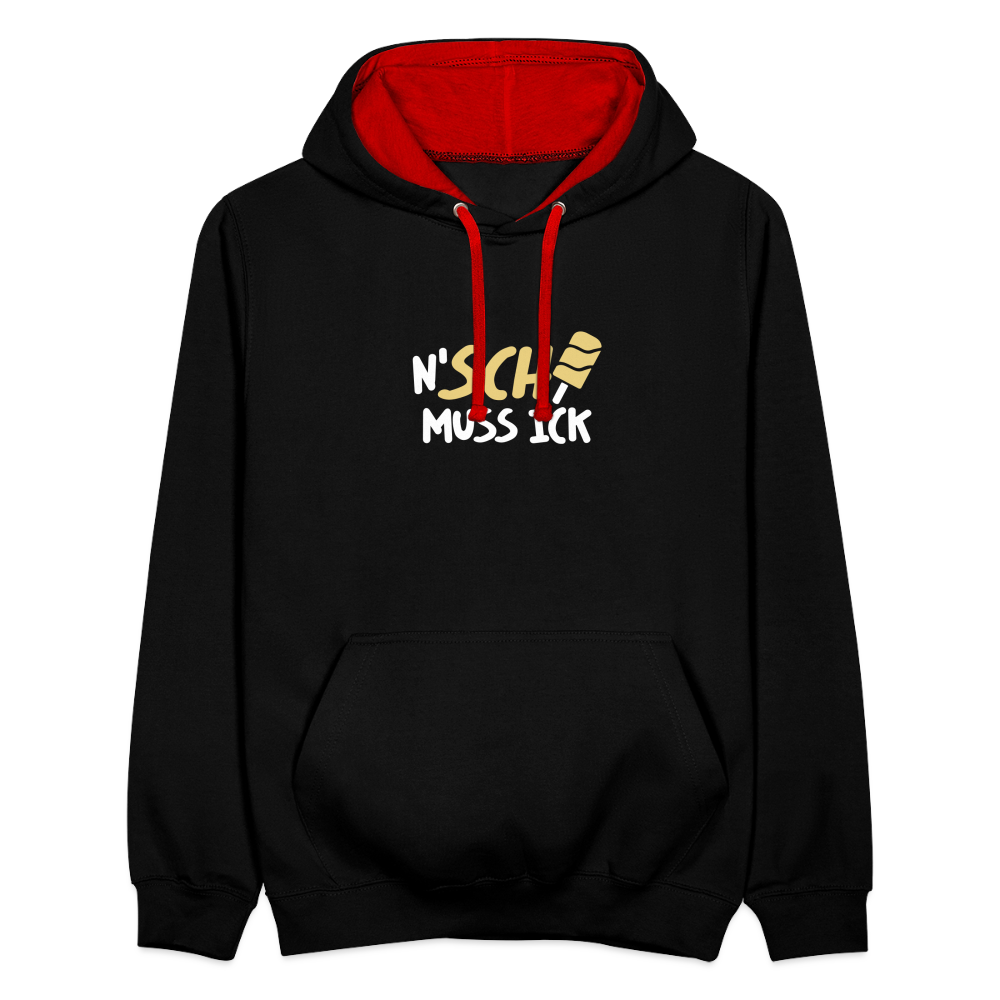 N'SCH... MUSS ICK - Kontrast Hoodie - Schwarz/Rot
