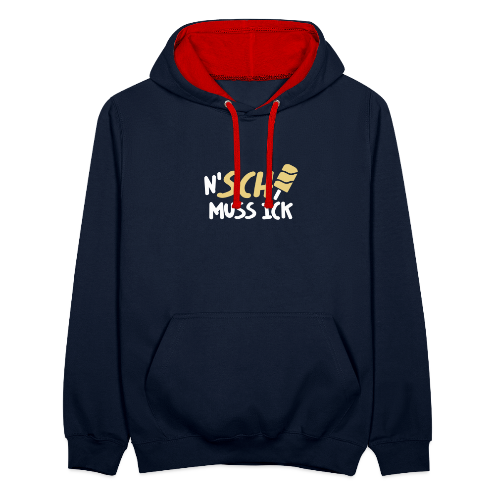 N'SCH... MUSS ICK - Kontrast Hoodie - Navy/Rot