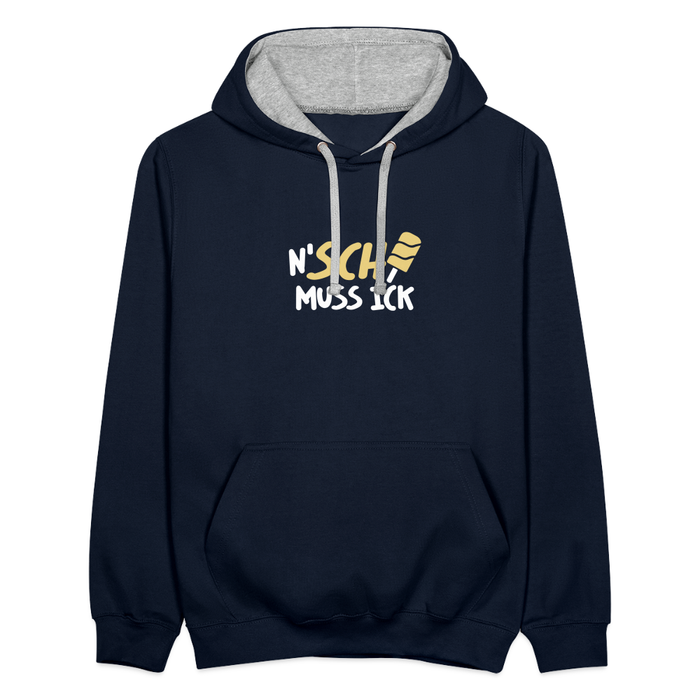 N'SCH... MUSS ICK - Kontrast Hoodie - Navy/Grau meliert