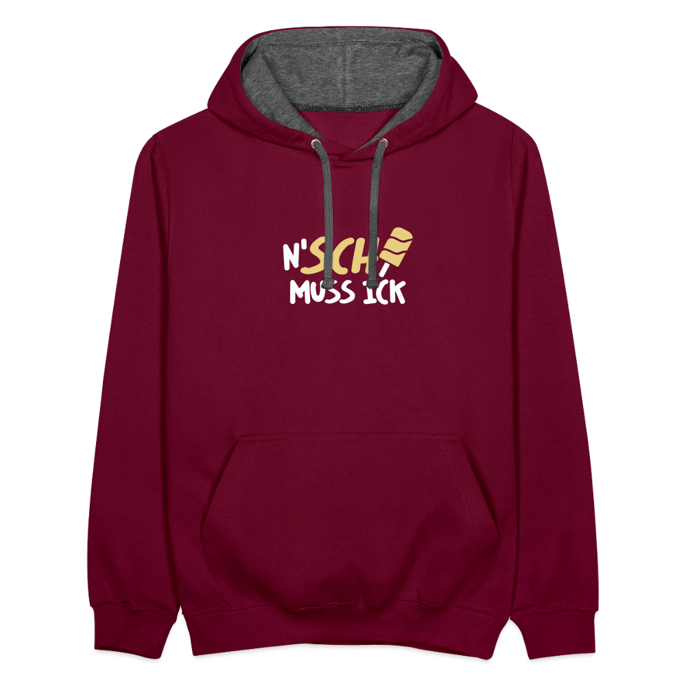 N'SCH... MUSS ICK - Kontrast Hoodie - Weinrot/Anthrazit