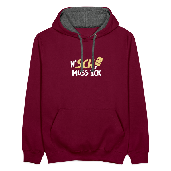 N'SCH... MUSS ICK - Kontrast Hoodie - Weinrot/Anthrazit
