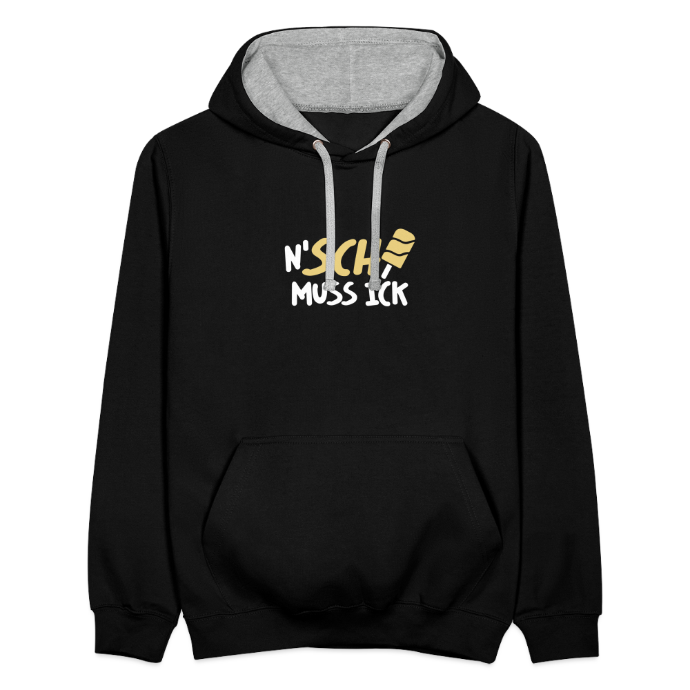 N'SCH... MUSS ICK - Kontrast Hoodie - Schwarz/Grau meliert