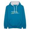 Echt jetzt? Nich du schon wieda... - Kontrast Hoodie - Pfauenblau/Grau meliert