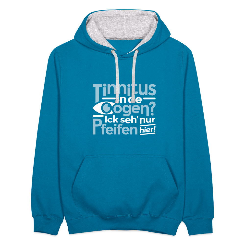 Tinnitus in de Oogen? Ick seh' nur Pfeifen hier! - Kontrast Hoodie - Pfauenblau/Grau meliert