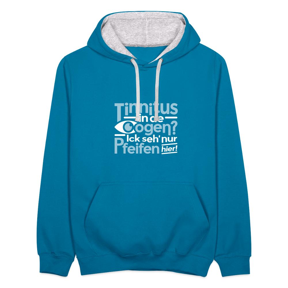 Tinnitus in de Oogen? Ick seh' nur Pfeifen hier! - Teenager Kontrast-Hoodie - Pfauenblau/Grau meliert