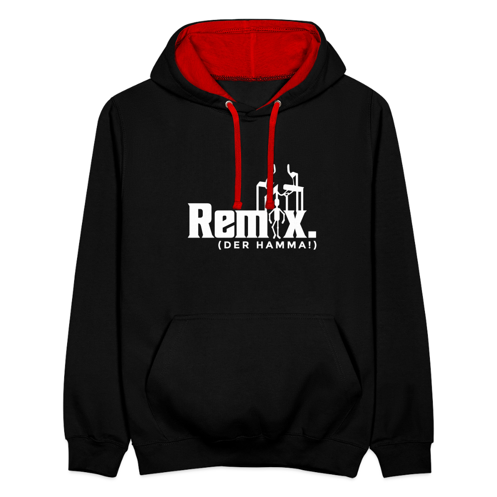 Remix. - Kontrast Hoodie - Schwarz/Rot