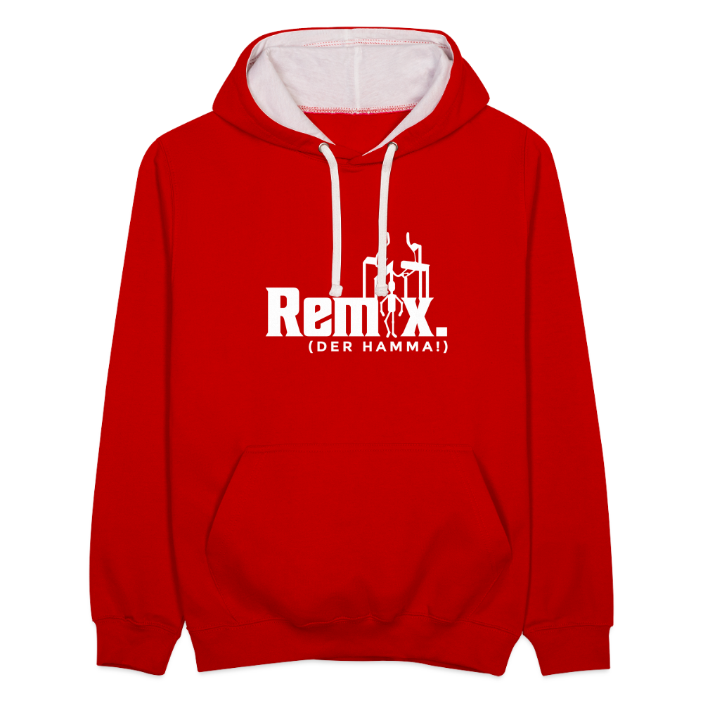 Remix. - Kontrast Hoodie - Rot/Weiß