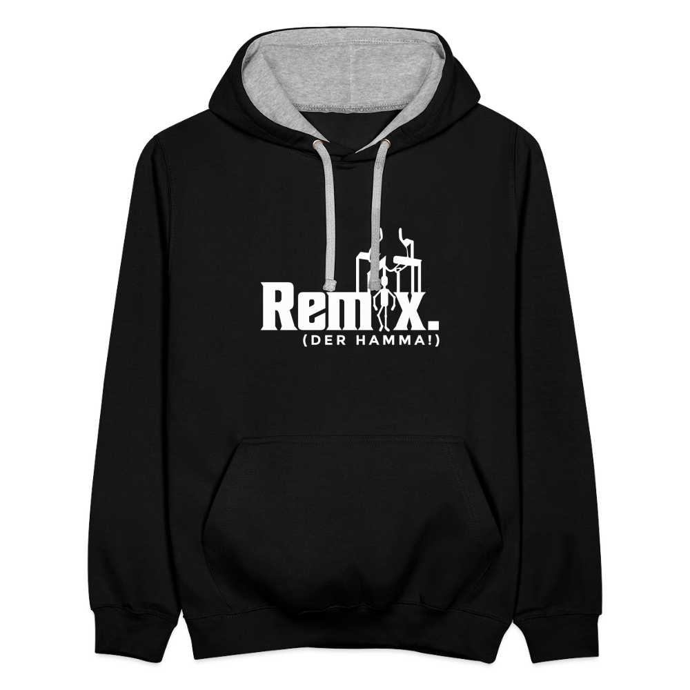 Remix. - Kontrast Hoodie - Schwarz/Grau meliert