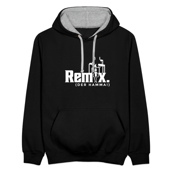 Remix. - Kontrast Hoodie - Schwarz/Grau meliert