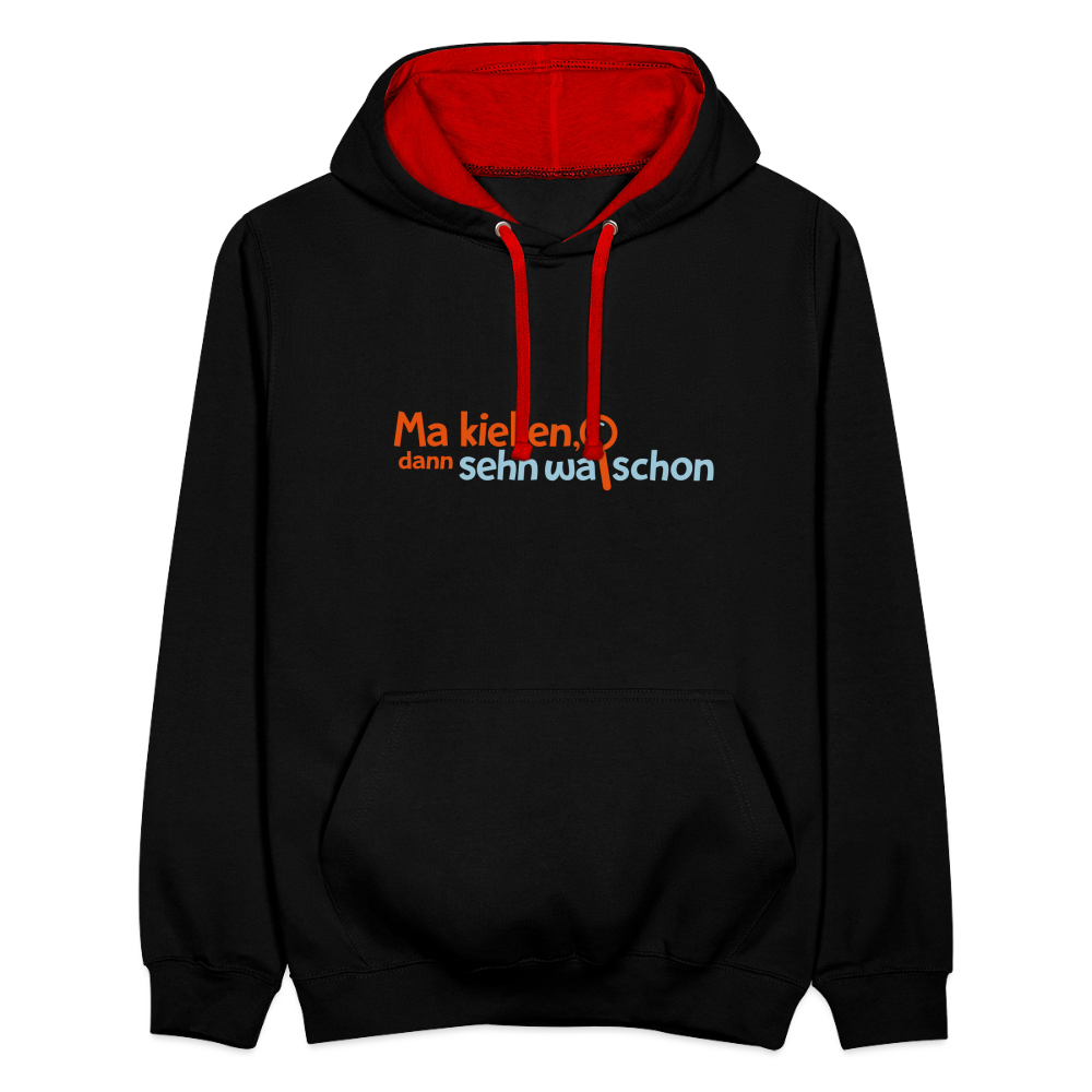Ma kieken, dann sehn wa schon - Kontrast Hoodie - Schwarz/Rot