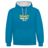 Jahaa!!! Mach ick! später! vielleicht - Kontrast Hoodie - Pfauenblau/Grau meliert