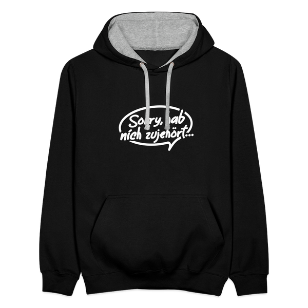 sorry, hab nich zujehört... - Kontrast Hoodie - Schwarz/Grau meliert