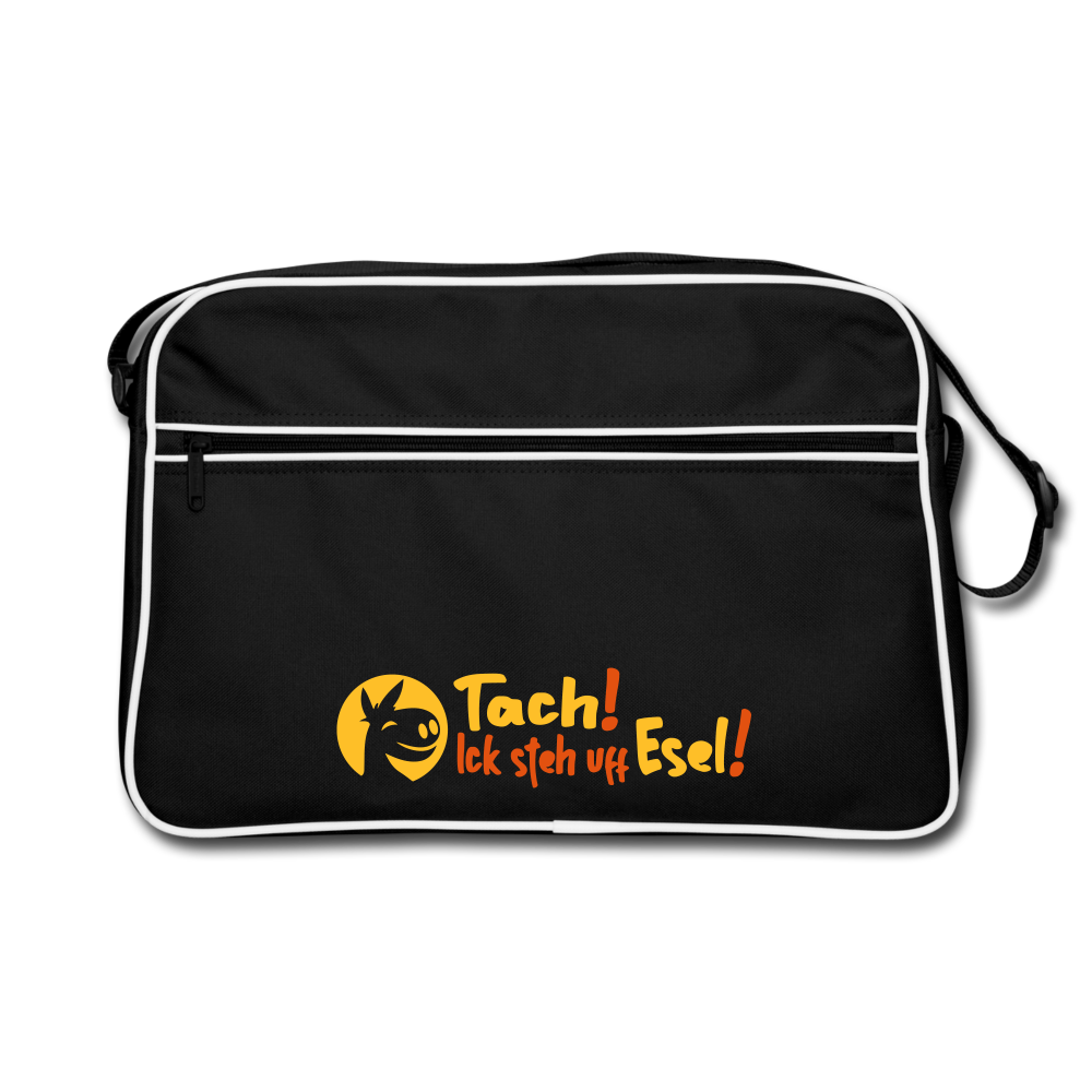 Tach! Ick steh uff Esel! - Retro Tasche - Schwarz/Weiß