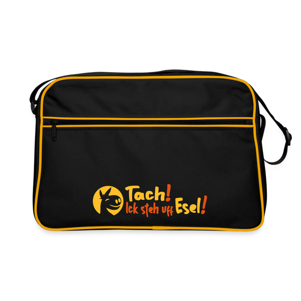 Tach! Ick steh uff Esel! - Retro Tasche - Schwarz/Gold