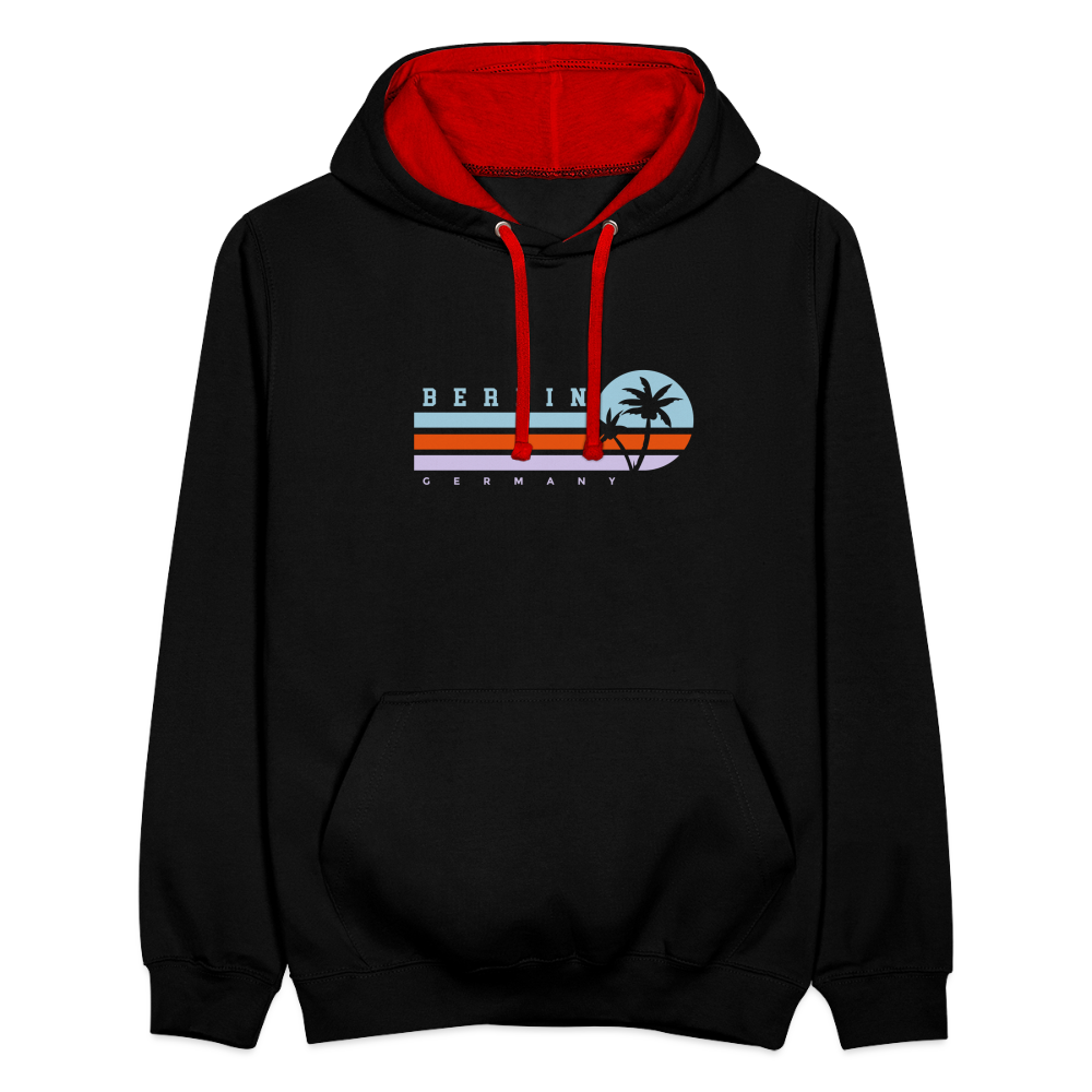 Berlin, Germany - Kontrast Hoodie - Schwarz/Rot