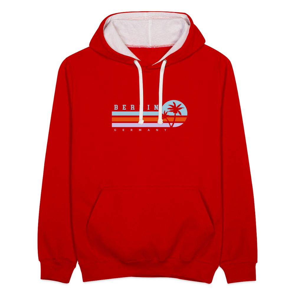 Berlin, Germany - Kontrast Hoodie - Rot/Weiß