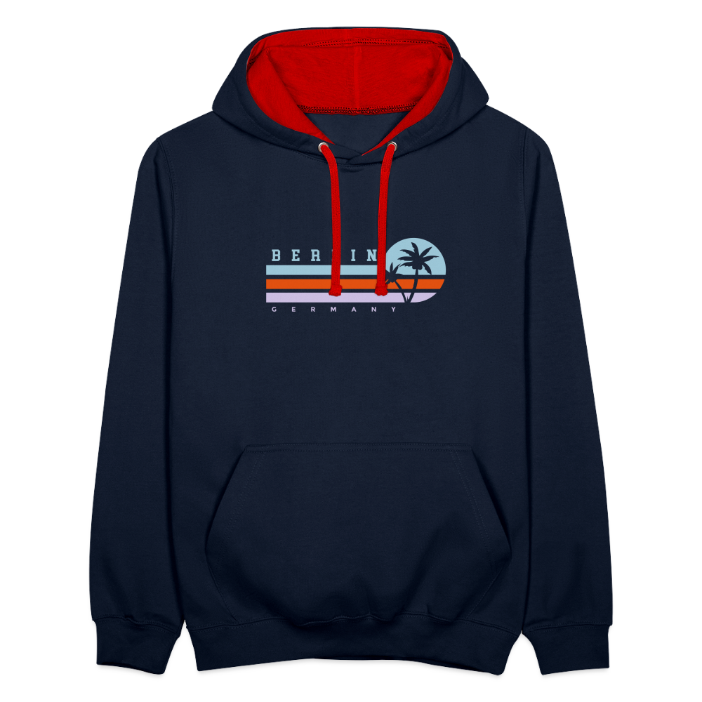 Berlin, Germany - Kontrast Hoodie - Navy/Rot
