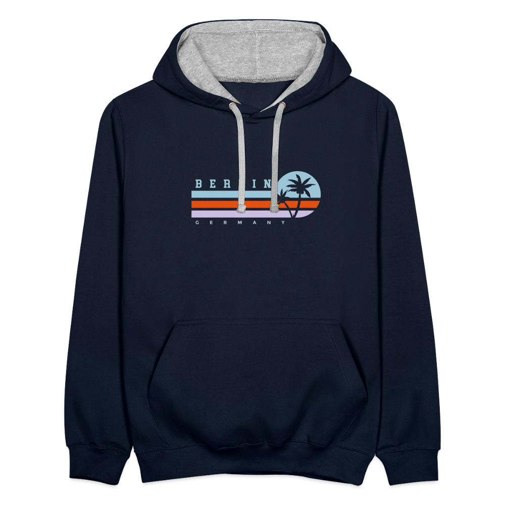 Berlin, Germany - Kontrast Hoodie - Navy/Grau meliert