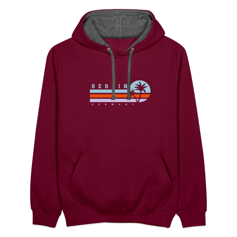 Berlin, Germany - Kontrast Hoodie - Weinrot/Anthrazit